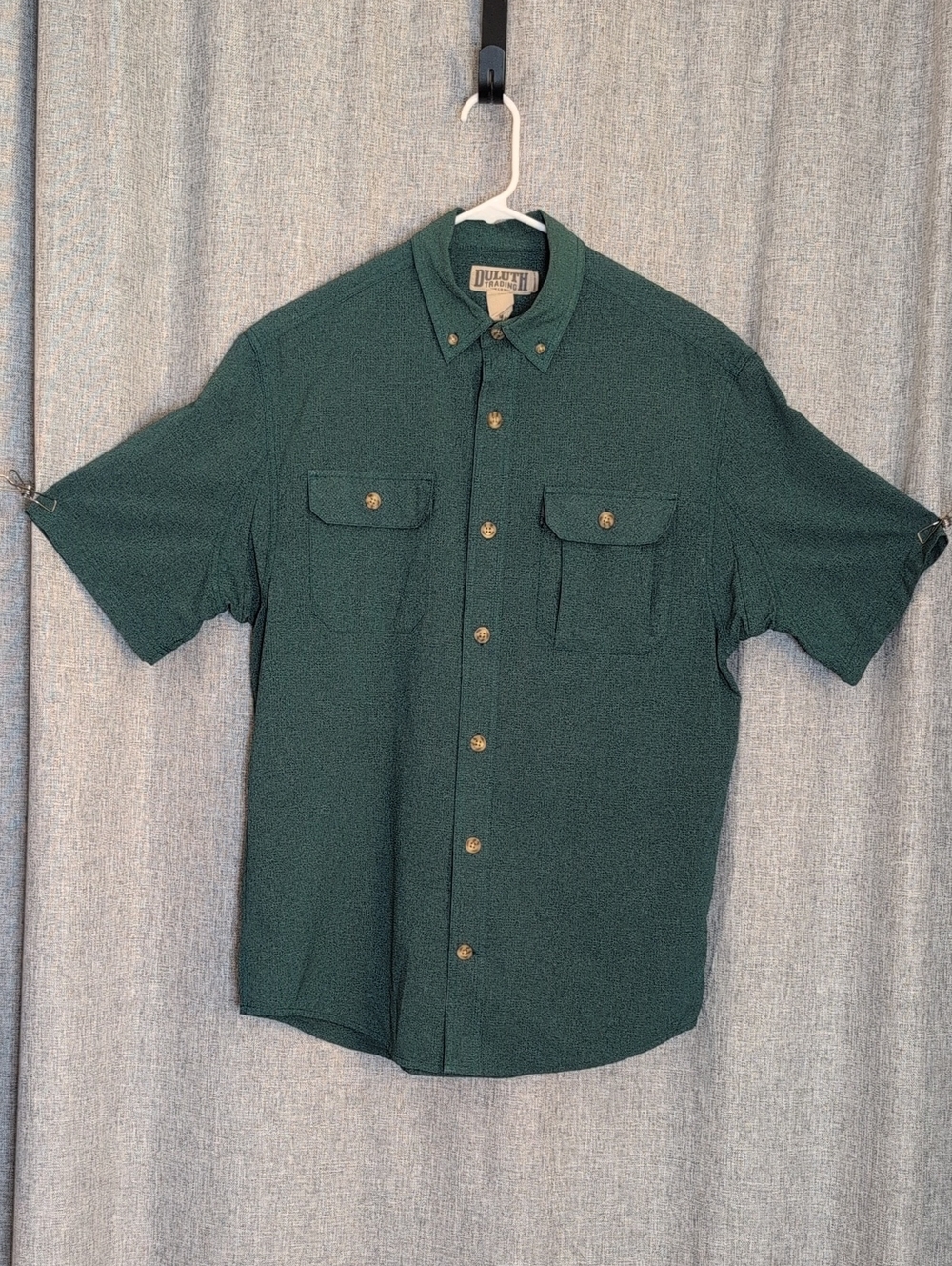 Duluth Trading Co Dark Green Short Sleeve Button-Down Shirt